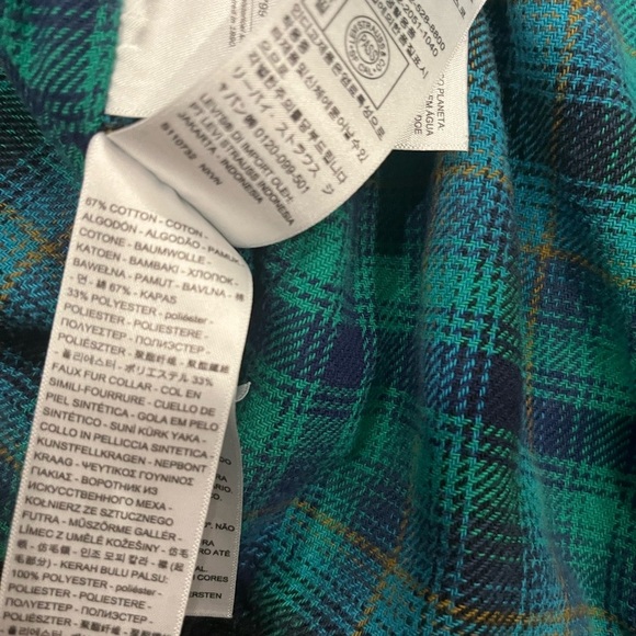 [S]Levi's Black and Green Lined Sherpa Collar Corduory Jacket - Picture 10 of 11